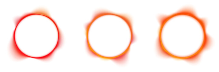 Polished liquid carmine circle with radiant cyber neon hues, fluid mercury blobs and glossy reflections. Balanced round shape for sci-fi user experience display design template Vector. © Felicety