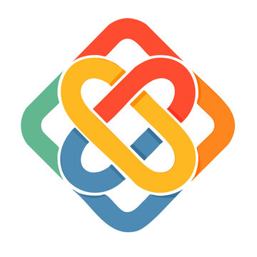 Colorful Interlocking Letters Abstract Vector Design