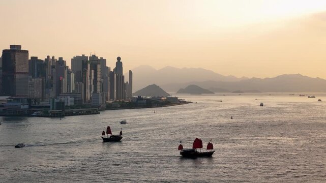 Two Aqua Luna boats going separate ways in Hong Kong