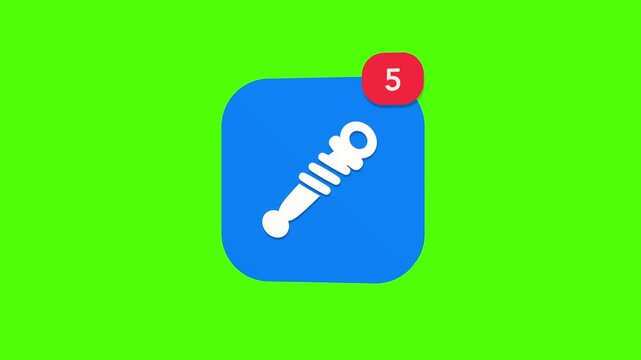 A 3D car suspension shock absorber damper mechanical part vehicle maintenance notification icon popping up and rotating on a green screen chroma key background with a red number counter animation.