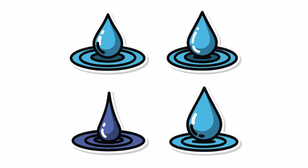 Fototapeta premium A set of four cartoon-style water droplets