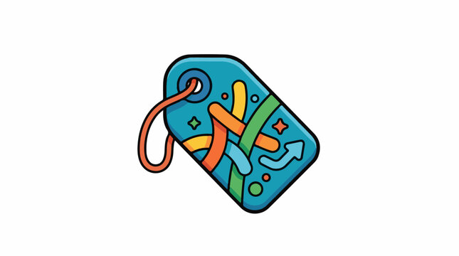 A colorful, stylized illustration of a tag