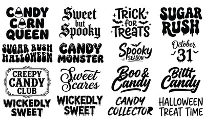 Obraz premium Halloween candy typography collection spooky sweet treats and monsters