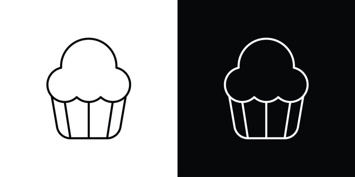 Cupcake icon in line. Editable stroke. Vector illustration.