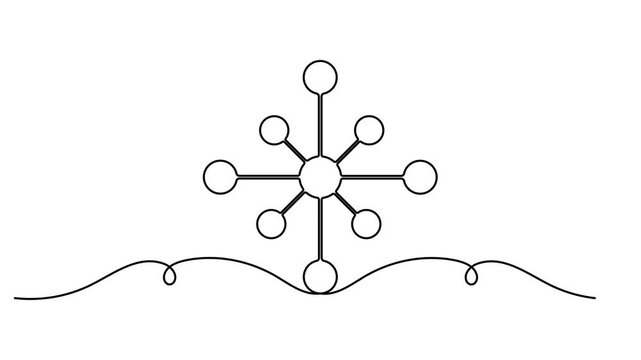 Connected technology node icon sign continuous one line drawing on white background minimalist digital communication symbol 4k animation video