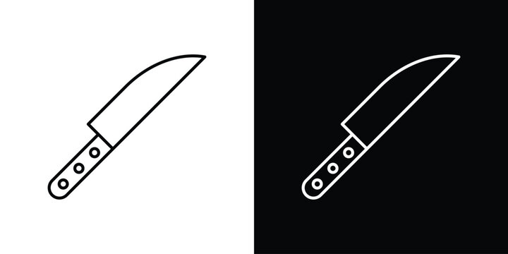 Kitchen knife icon in line. Editable stroke. Vector illustration.