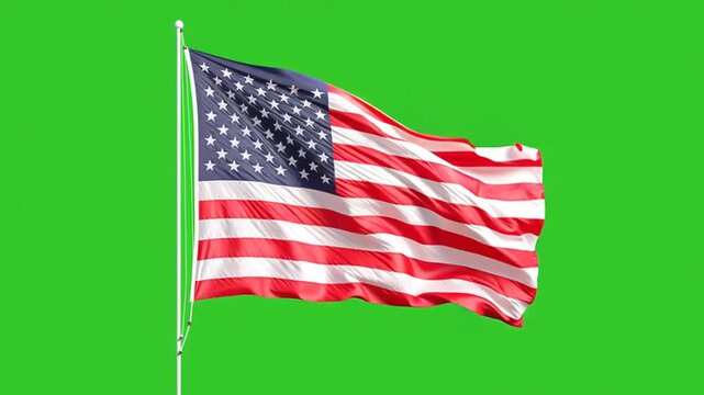USA flag waving against green screen for 4th of July Independence Day website header video footage for patriotic stock video use