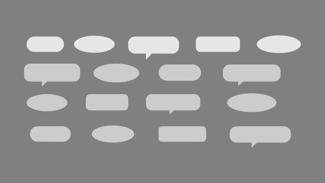 Vector set of minimalist grey chat bubbles and speech balloon UI elements