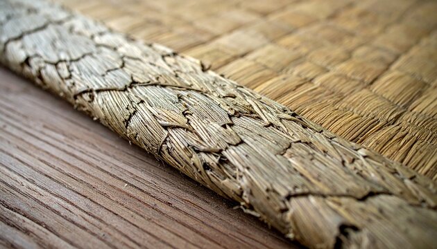 Close up of a coiled rattlesnake on wooden surface.