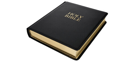 Fototapeta premium Black Holy Bible with Gold Edges and Lettering