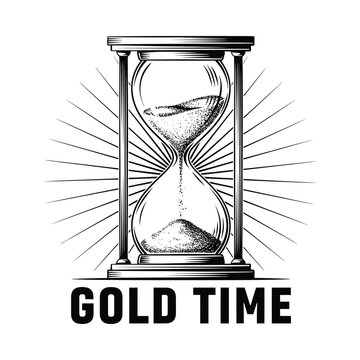 Hourglass With Sand Detailed Line Art Illustration On White Background