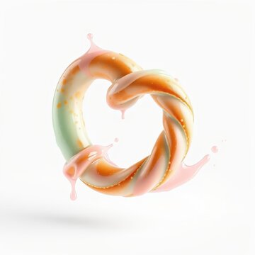 Colorful liquid swirl, abstract form. Smooth texture, dynamic splash, soft lighting. Creamy tones, flowing shapes, artistic presentation.