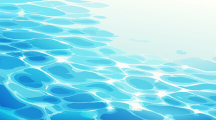 Obraz premium Abstract water surface texture featuring soft blue ripples and shimmering reflections of bright sunlight, a minimalist flat vector illustration capturing the serene and calming essence of ocean waves.