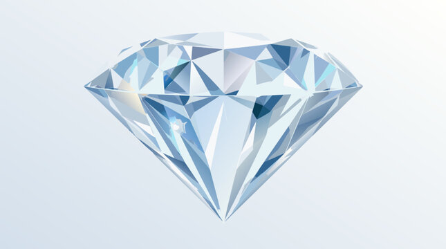 Abstract Diamond Facet Shape Reflecting Light in a Flat Vector Illustration Style with Elegant Geometric Lines and Minimalist Design Elements on a Clean White Background for Luxury Branding.