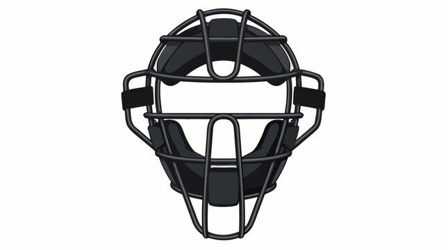 High-quality flat vector design of a traditional baseball umpire or catcher protective mask featuring a sturdy metal cage and soft padding, perfect for sports officiating and equipment catalogs.