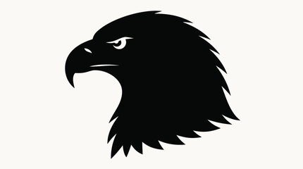 Fototapeta premium Majestic bald eagle head profile silhouette, iconic symbol of freedom and strength in a clean minimalist style, professional flat vector illustration isolated on a bright neutral background.