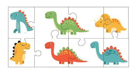 Dinosaur jigsaw puzzle with colorful prehistoric characters © arkan