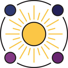 Shining sun with planetary orbit vector illustration © BungCu