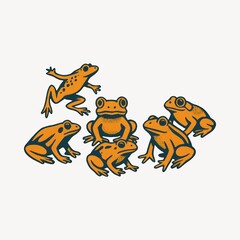 Obraz premium Illustrated group of frogs