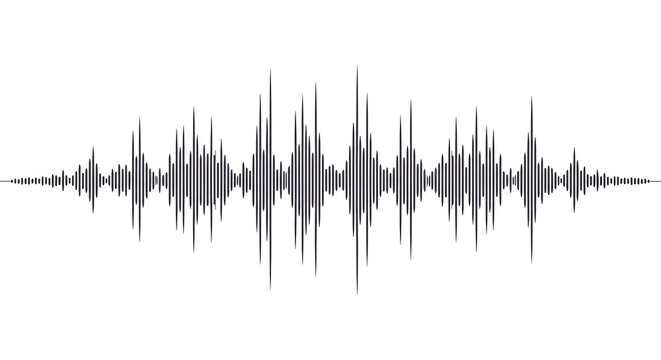 Minimalist Black Sound Waveform on White Background