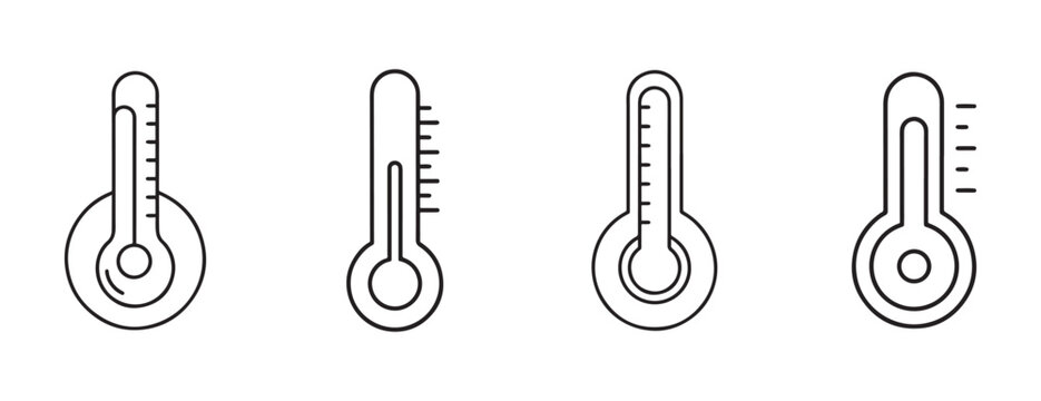 thermometer icons in different styles for temperature measurement and weather forecast  various designs for digital and print use