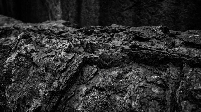 Dark Rocky Cliffside in Forest.