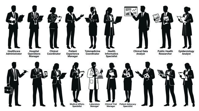 Diverse Medical Professionals Silhouette Collection - Healthcare Team Icons