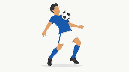 Obraz premium Faceless soccer player skillfully chest trapping a football mid-air, flat vector illustration of an athlete in motion during a match, clean athletic concept isolated on a light background.