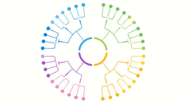Abstract circular tournament bracket chart for sports playoffs and competitive league structure, professional flat vector illustration of a championship tree diagram on a light background.