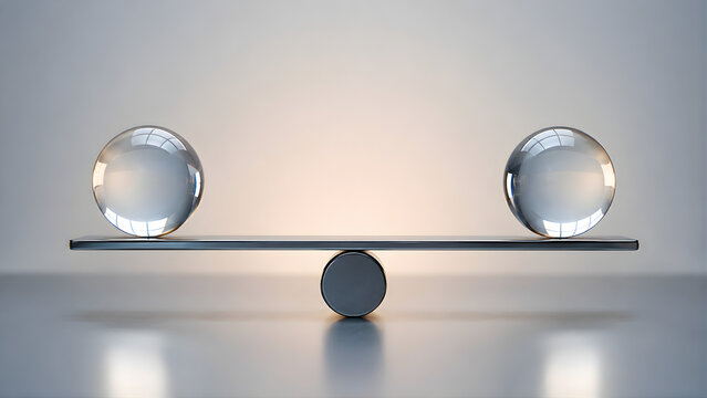 Minimalist balance of two crystal spheres on a metal scale