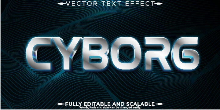 Artificial intelligence text effect, editable technology and science text style