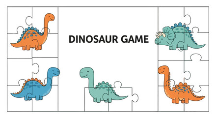 Dinosaur puzzle game matching pieces for kids education © asep