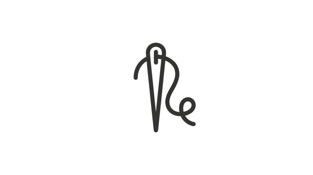 Black and white thread sewing needle.