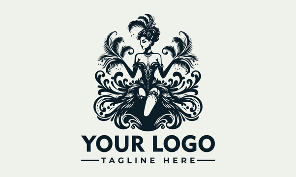Vintage cabaret showgirl vector. logo. illustration. burlesque emblem design