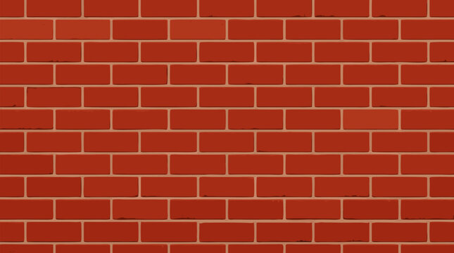 Seamless smooth red brick wall pattern with realistic clay texture and clean mortar lines, professional architectural masonry background vector illustration for interior and exterior design.