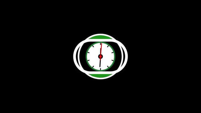 Green Analog Clock Loading Animation on Black Background