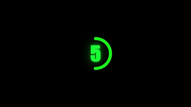 Green Neon Circular Loading Spinner Animation on 10secend loading Black Background