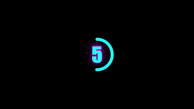 Cyan Neon Circular Loading Spinner Animation on 10secend loading Black Background