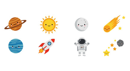 Kawaii space and solar system characters collection © jidan