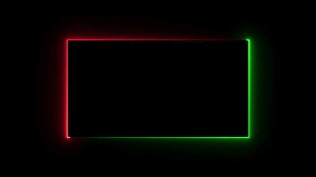 Abstract glowing neon light rectangle border frame animation, Futuristic light effect isolated on black Background