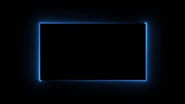 Abstract glowing neon light rectangle border frame animation, Futuristic light effect isolated on black Background