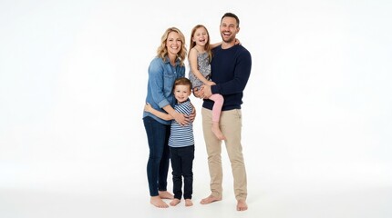Fototapeta premium Happy Young Family and Smiling Friends Standing Together Sharing Love Fun and Happiness Outdoors