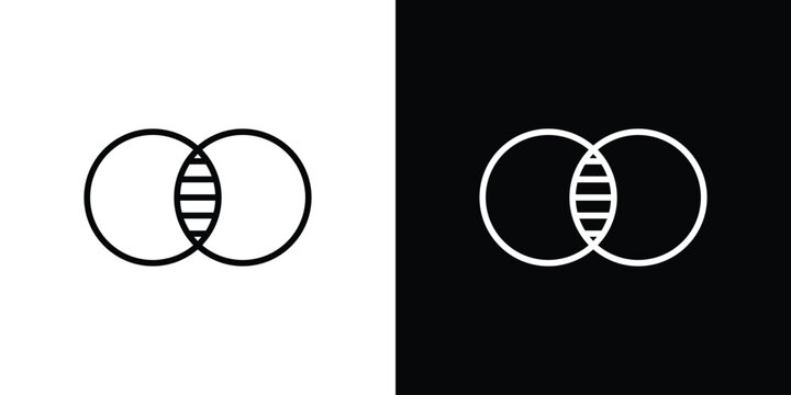 Diagram venn icon. linear symbols in black and white