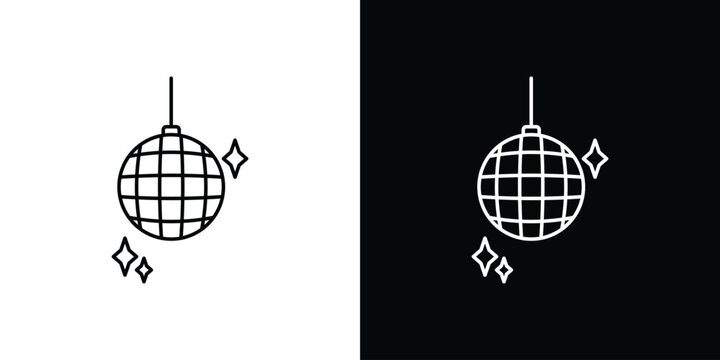 Disco ball icon. linear symbols in black and white