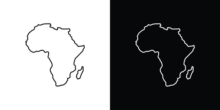 Earth africa icon. linear symbols in black and white
