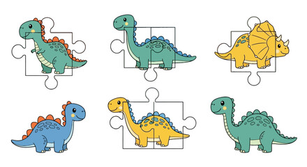 Cartoon dinosaur puzzle set for children learning and play © riko