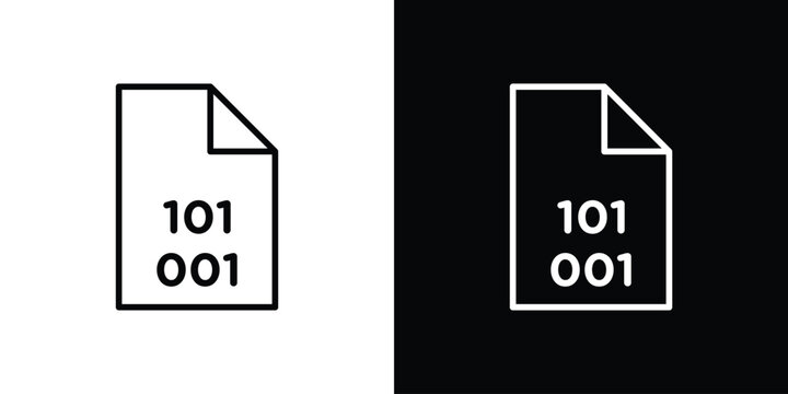 File Binary icon. linear symbols in black and white