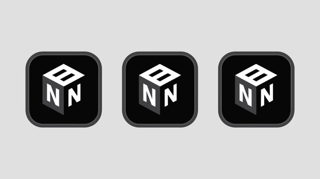 Geometric shaped app icons with stylized nn lettering displayed as flat vector graphics icon geometric shape cube square lettering initials