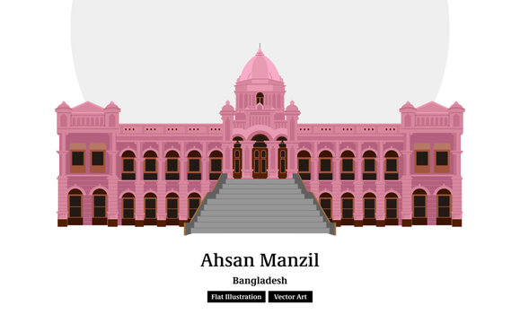 Ahsan Manzil Bangladesh Landmark Vector Illustration