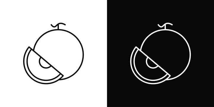 Melon icon. linear symbols in black and white